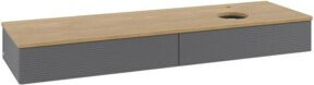 V&B Waschtischunterschrank Antao mit Frontstruktur in Eiche Honigbraun lackiert, Breite: 160 cm, Tiefe: 50 cm - Bild 1
