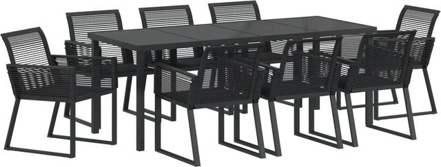 vidaXL Garten Essgruppe 9-teilig aus Poly Rattan und Glas in Schwarz - Bild 1
