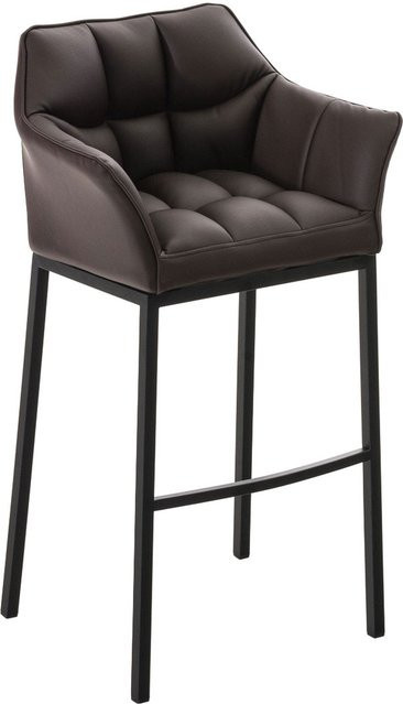 TPFLiving Barhocker Damaskus mit 4-Fuß Gestell in Schwarz und Braun aus Kunstleder - Bild 1