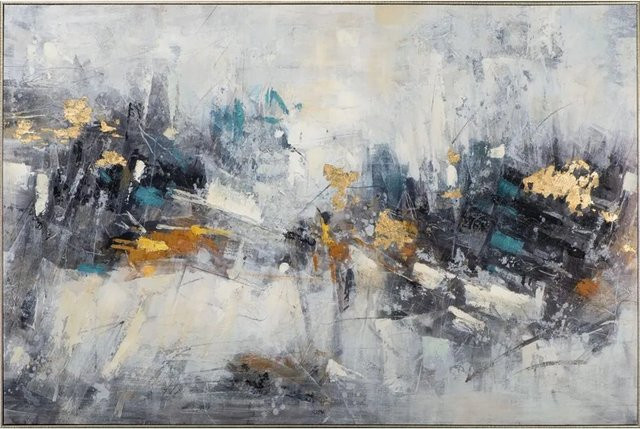 Art Universe Leinwandbild Eisgold Modernes Abstract Design in Blau und Weiß, B: 100 cm, H: 150 cm - Bild 1