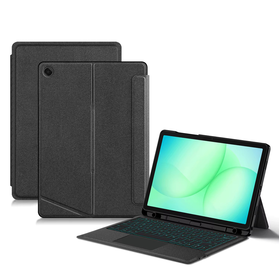Samsung Galaxy Tab A11 Plus und A9+ 11 Zoll Smart Tastaturhülle mit Touchpad und Hintergrundbeleuchtung in Schwarz - Bild 2