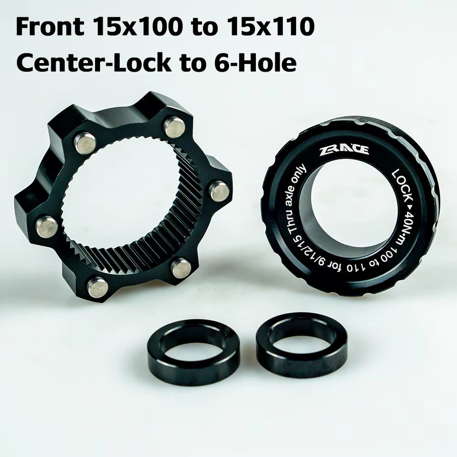 ZRACE Center-Lock auf 6-Loch Adapter Set für Boost Naben, Schwarz, 15x100 auf 15x110 und 12x142 auf 12x148 - Bild 2