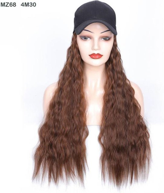 Jeedou Baseballkappe Perücke, Welliges Lockiges Haar, Synthetisch, Damen - Bild 1