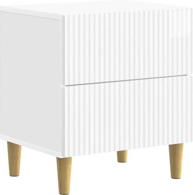 vidaXL Nachttisch in Hochglanz Weiß mit modernem Design aus Holzwerkstoff, B/T/H: 43 x 34,5 x 48 cm - Bild 1