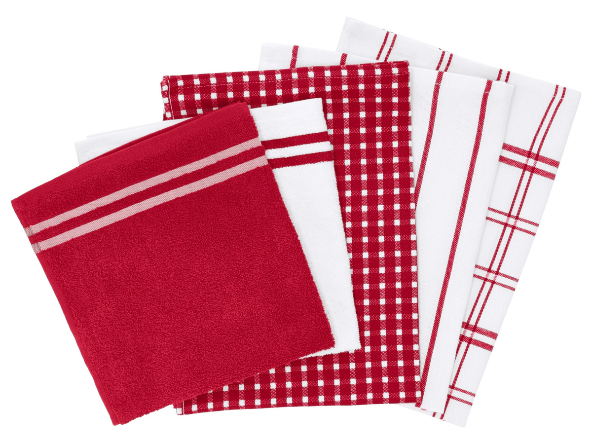 W5 Geschirr- und Handtuchset aus Baumwolle, 5er-Set in Grau und Weiß, hochabsorbierend - Bild 3