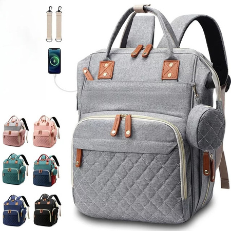 Wickeltasche als Rucksack mit Polsterung und Schnulleretui für Mutter und Vater in Orange, Pink oder Grau