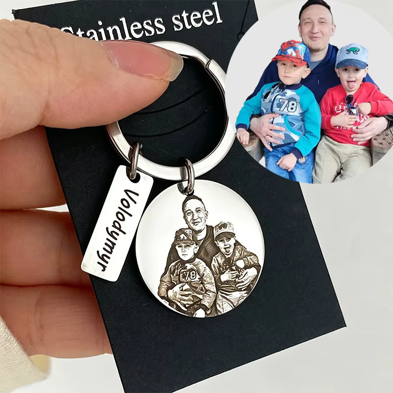 Schlüsselanhänger Edelstahl, personalisiert, Kreisplatte, Unisex - Bild 3