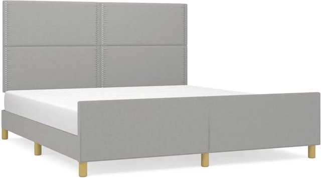 vidaXL Bettgestell mit Kopfteil in Hellgrau aus Stoff und Holz, B/T/H: 180 x 200 x 128 cm - Bild 1