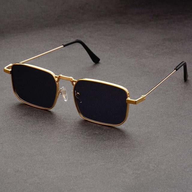 Fable Sonnenbrille, Rechteckig, Metall, Vollrand, Unisex, black, gold - Bild 1