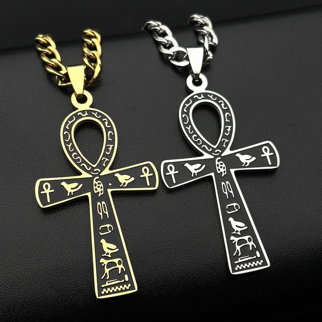 JYTF Halskette Ankh-Kreuz-Anhänger, Edelstahl, goldfarben, Unisex - Bild 1