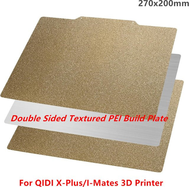 QIDI X-Plus magnetische PEI-Bauplatte, doppelseitige strukturierte Federstahl-Druckplatte, B/T: 270 x 200 mm, Farbe: Gold - Bild 1