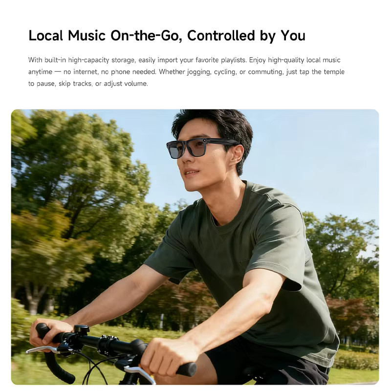 KI-Smart-Brille mit HD-Kamera, Blaulichtfilter-Sonnenbrille, Sprachassistent, Foto-, 3D-, Musik- und Anruffunktion in Schwarz - Bild 3