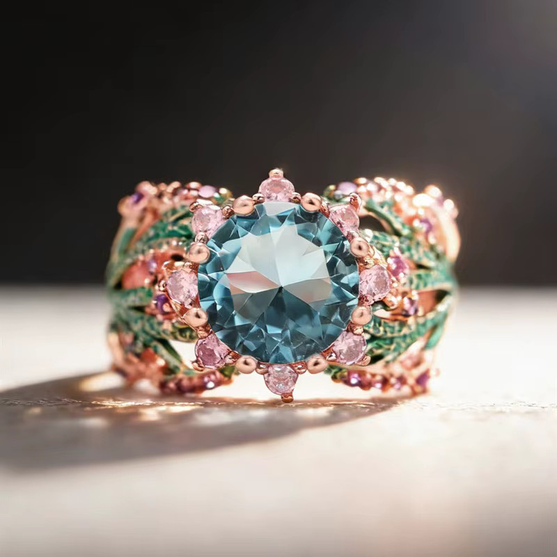 Huitan Blumenring, Roségold, Zirkonia, Damen - Bild 3