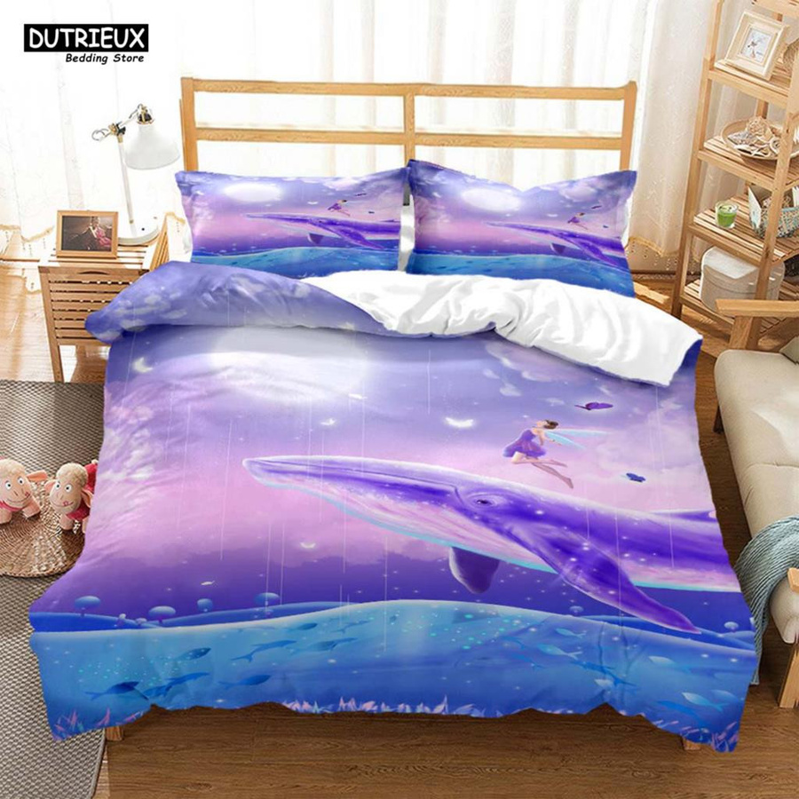 Paslu Bettwäsche-Set Wale und Mädchen aus Polyester in Blau und Rosa, 3-teilig, B/H: 135 x 200 cm - Bild 2
