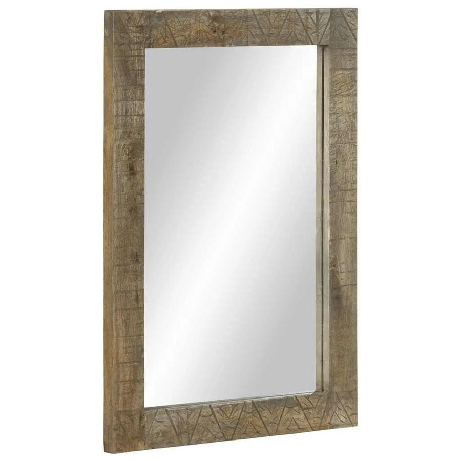 vidaXL Badspiegel aus Mango Massivholz in Grau und Braun, Rechteckig, B/T/H: 50 x 2,5 x 70 cm - Bild 2