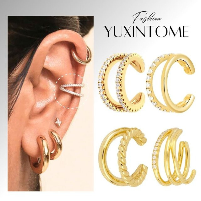 YUXINTOME Ohr Manschette, Gold, Zirkonia, Damen - Bild 1