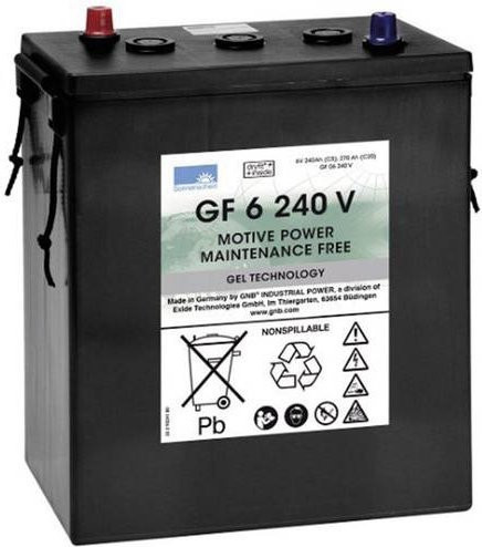 GNB Sonnenschein GF 06 Blei-Gel Akku 6V 240Ah Konuspol Wartungsfrei B/H/T: 31,1 x 35,8 x 18,3 cm - Bild 1