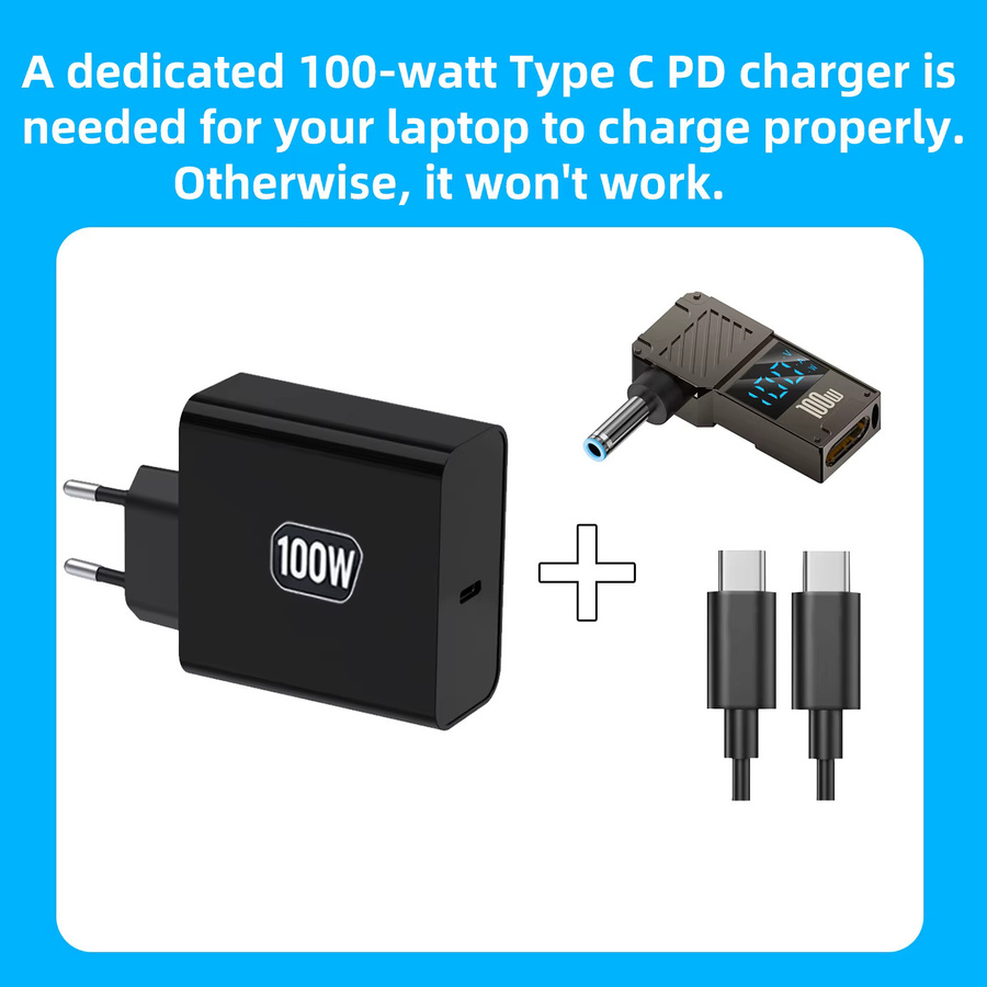 Geris Power 100 W USB C PD zu DC Stromanschluss Universal Laptop Netzteil Ladegerät Konverter für Lenovo Asus HP - Bild 5