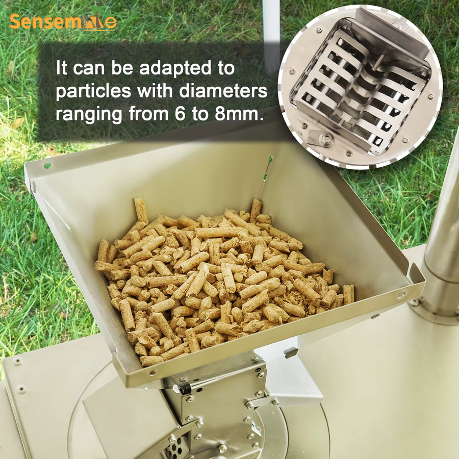 SENSEMAKE Tragbarer Schwerkraft-Pelletbrenner aus Edelstahl in Silber, 105 mm Pellet-Trichter-Aufsatz für Camping-Holzzelt-Öfen - Bild 2