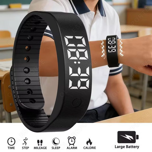 Ola Esporte Fitness Tracker mit Schrittzähler und vibrierendem Alarm, wasserdicht, Schwarz - Bild 1