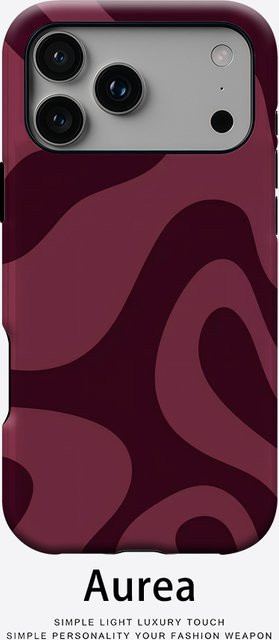 Potdemiel Burgundy Flow magnetische Handyhülle für iPhone 17 16 15 14 13 Pro Max Plus, robuste doppelschichtige Schutzhülle in Rot - Bild 1