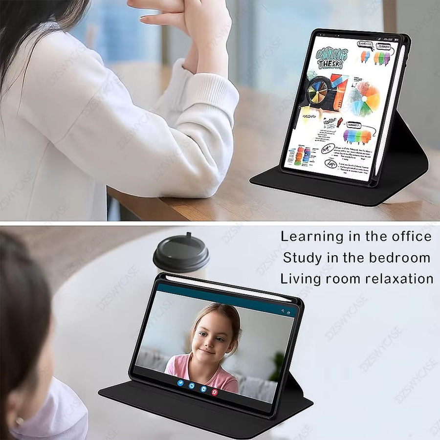 DZSWYCASE Schutzhülle für iPad Mini 7 (A17 Pro) 2024 und iPad Mini 6 2021 8,3 Zoll mit Stifthalter und 360-Grad-Rotation in Pink oder Black - Bild 4