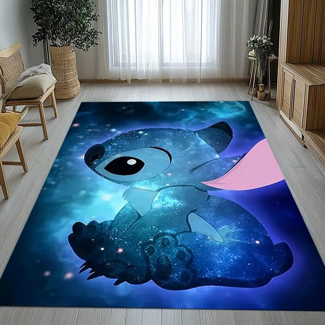 LjqEight Cartoon S-Stich Kawaii Bereichsteppich, rutschfester und waschbarer Teppich aus Polyester für Kinderzimmer und Wohnzimmer, B/T: 120 x 160 cm - Bild 1