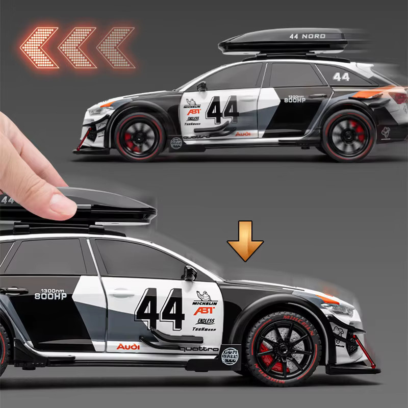 MAKEDA RS6 Avant Station Wagon, Rennwagen Modell, 1:24, Metall, mit Sound und Licht - Bild 5
