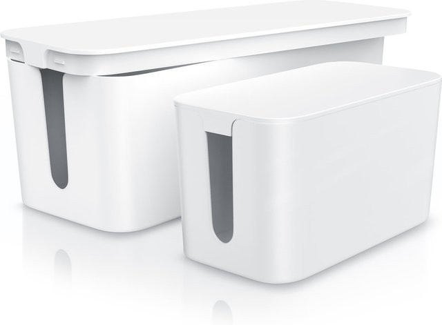 Bearware Kabelbox Set 2-teilig in Weiß mit Gummifüßen zum Kabelmanagement - Bild 1