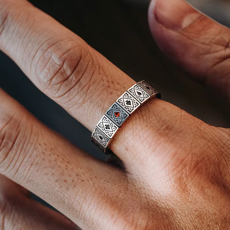 Buyee Paarring, 925 Silber, offener Poker-Ring, Unisex - Bild 2