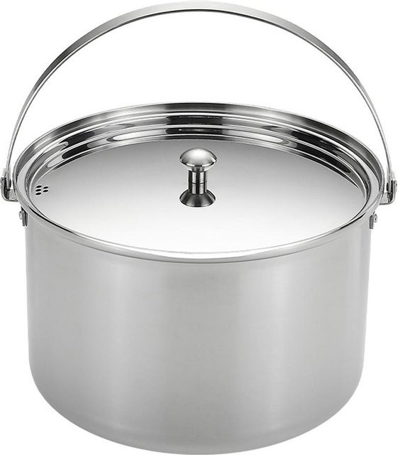Aimo Kochtopf aus Edelstahl und Aluminium mit abnehmbarem Klappgriff in Silber für Camping und Outdoor - Bild 1