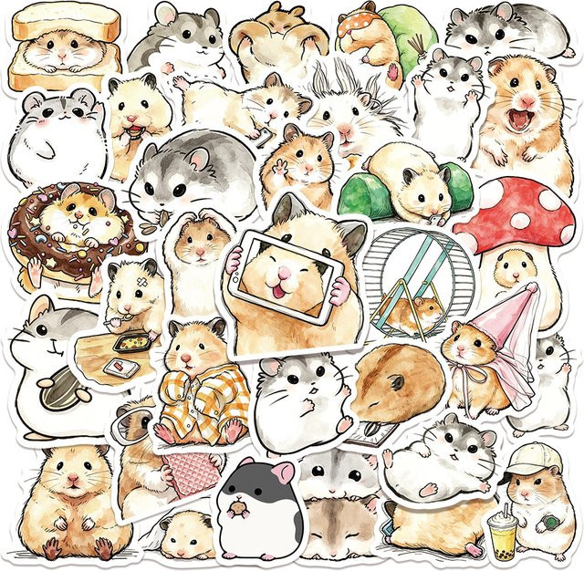 GOGOTU Aquarell-Hamster-Meme-Graffiti-Aufkleber, 50-teiliges Set, multicolor - Bild 1