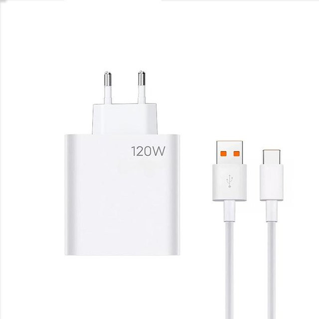 Xiaomi 120W Ladegerät EU Adapter mit 6A Typ C Datenkabel für Xiaomi 14 13 Pro Redmi K60 Pro 5G in Weiß - Bild 1