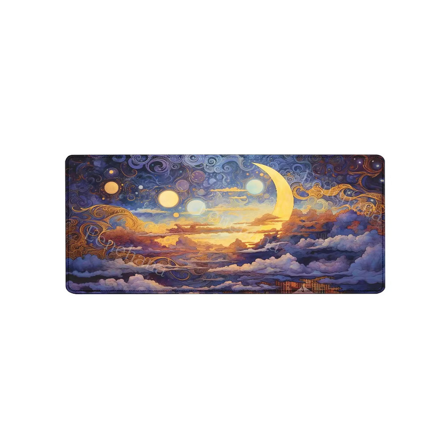 Eenehana XXL-Schreibtischunterlage mit Vollmond und Nacht Motiv, rutschfestes Gaming-Mauspad in Multicolour, B/T: 90 x 40 cm - Bild 5