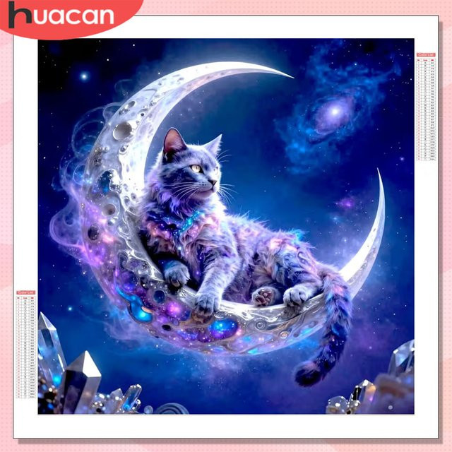 HUACAN Diamantmalerei Katze Tier, Diamantkunst-Set, Bunt / Mehrfarbig - Bild 1