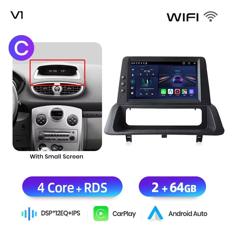 Junsun Kabelloses CarPlay und Android Auto Autoradio für Renault Clio 3 2005-2014, 2 DIN Multimedia-Stereoanlage in Schwarz mit GPS-Navigation, Bluetooth, IPS-Bildschirm und integriertem Kühlventilator - Bild 4