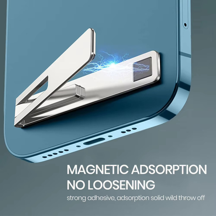 Magnetischer Handyhalter aus Metalllegierung in Silber, faltbarer Desktop-Handyständer für dein Smartphone - Bild 2