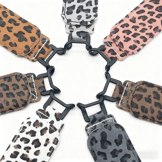 Handschlaufe für Tablets mit Leopardenmuster aus PU-Leder, elastischer Fingergriffhalter für E-Book-Reader und Tablets von 6 bis 8 Zoll, Multicolor - Bild 1