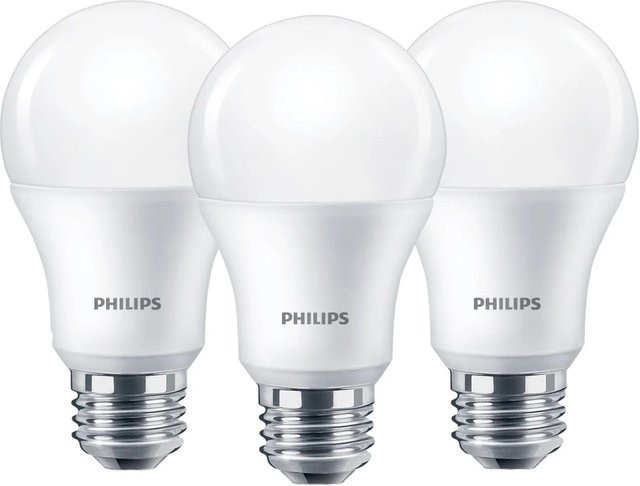 Philips LED-Leuchtmittel E27 Glühlampenform 3er Set, Warmweiß, 8 W, Höhe: 10,8 cm, Durchmesser: 6 cm - Bild 1
