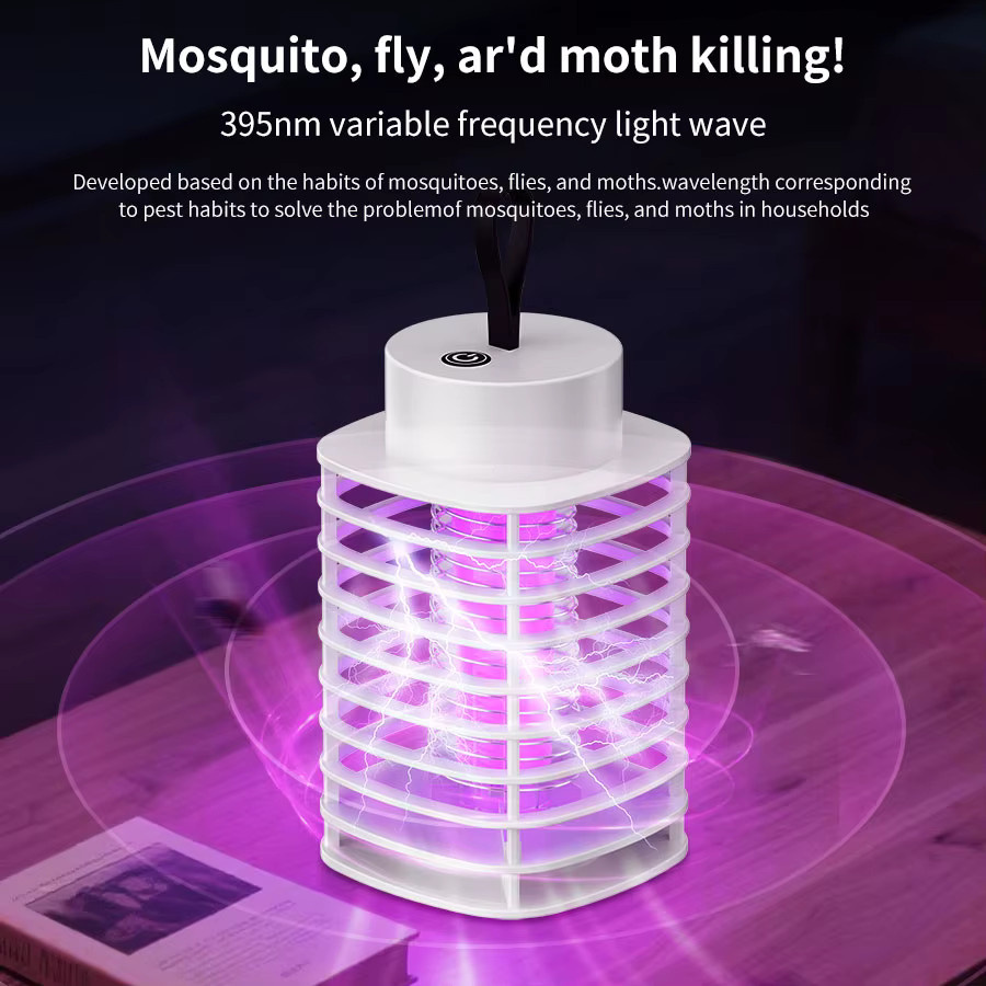 GGBEE Elektrische Mückenfalle mit UV-Licht, Tragbarer Insektenvernichter für Innen und Außen, Weiß - Bild 1