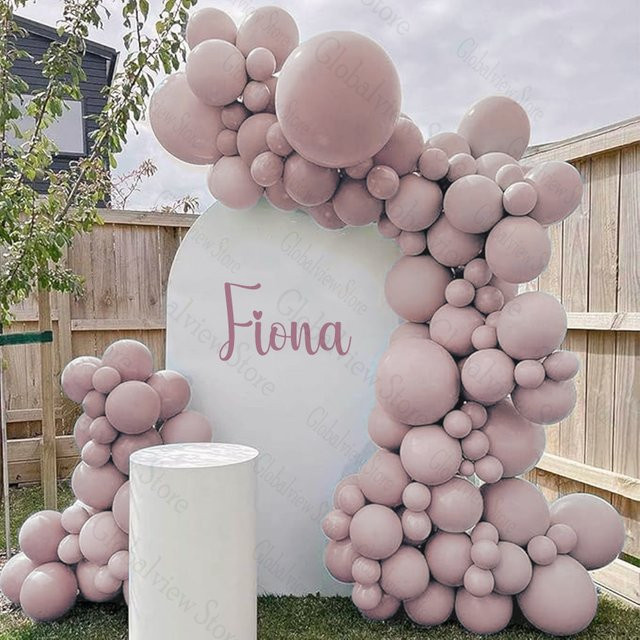 Rosa Latex Ballons im Boho-Stil für Babypartys, Hochzeiten und Geburtstage, Set aus runden Ballons in verschiedenen Größen - Bild 1