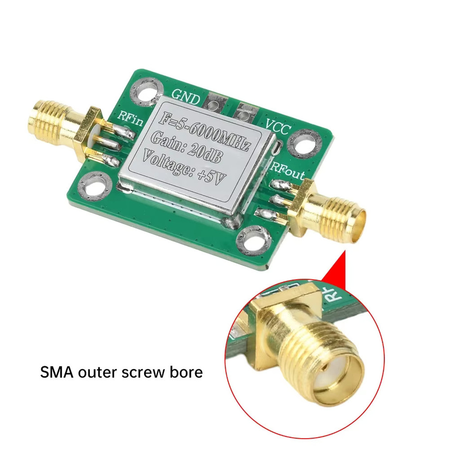 LNA-Platine Ultrabreitband-Hochfrequenzverstärkermodul 5-6000MHz mit 20dB Verstärkung, DC 5V, Grün - Bild 2