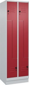 C+P Z-Spind Classic PLUS mit 4 Fächern und Sockel, Grau/Rot, B/T/H: 195 x 60 x 50 cm, mit Sicherheits-Drehriegel - Bild 1