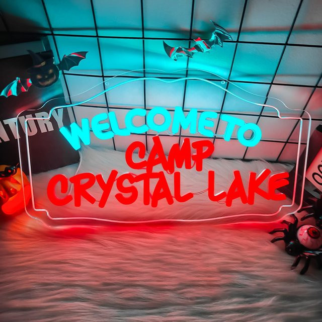 Wanxing Crystal Lake Neonschild Wanddekoration für Horrorfilm Fans und Halloween Partys - Bild 1