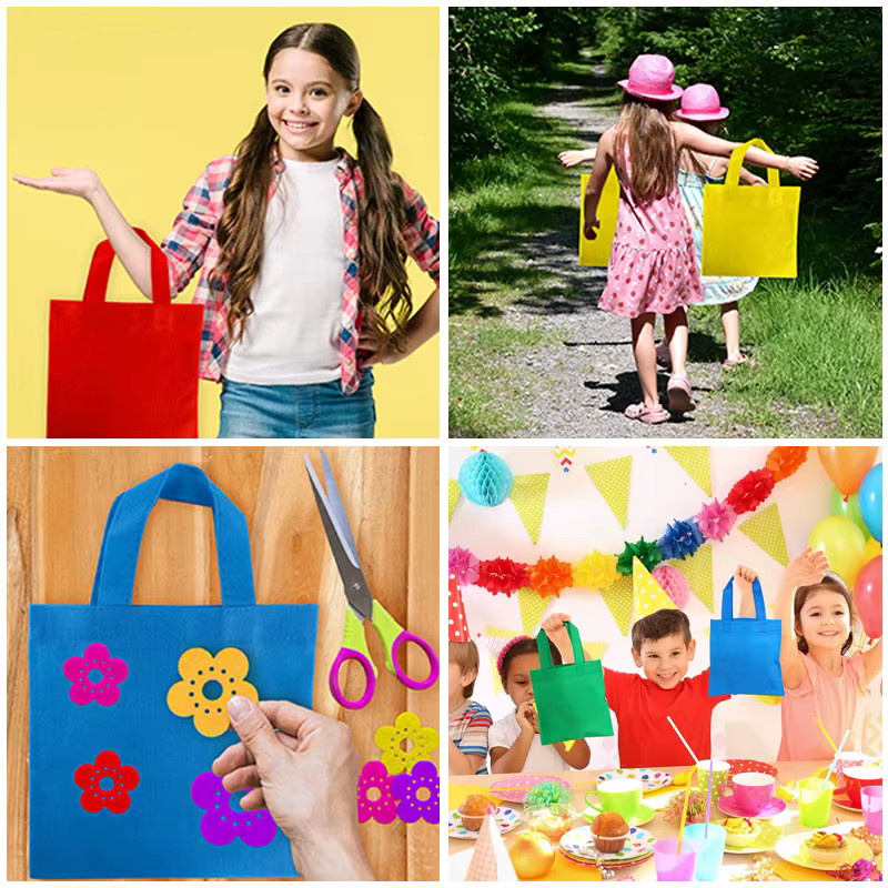 5er Set TMZ Goodie-Taschen aus Vliesstoff, Mehrfarbig, Wiederverwendbare Geschenktaschen für Kinder, Geburtstage und Festivals, Breite: 15 cm, 20 cm oder 25 cm - Bild 5