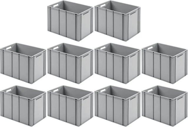 PROREGAL SparSet 10x Eurobehälter mit offenem Griff in Grau, H x B x T: 42 x 40 x 60 cm, 70 Liter Transportboxen - Bild 1