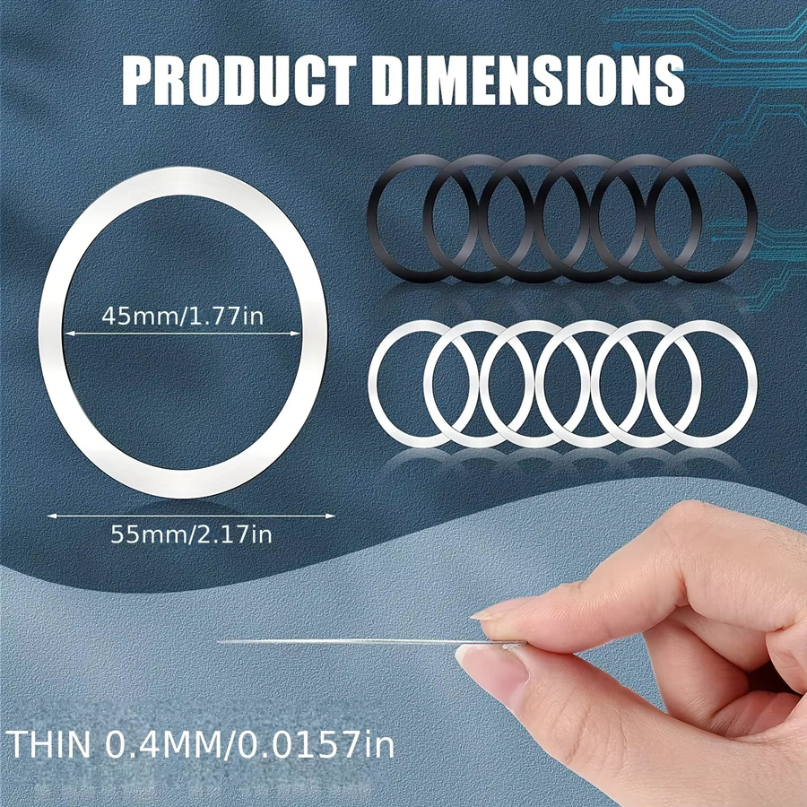 DIKELANG 10er Set MagSafe Magnetische Metallplatten für kabelloses Laden, Universal Aufkleber für iPhone, Samsung und Xiaomi, Schwarz und Silber - Bild 3