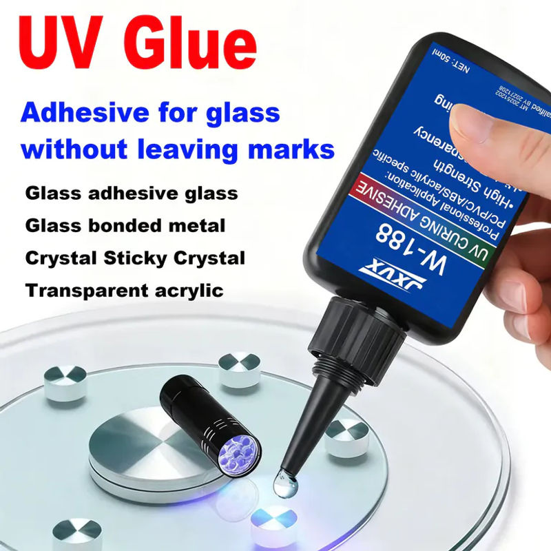 YZAN UV-Kleber Set mit Taschenlampe, transparent, schnell trocknend für Glas und Acryl, 5 Stück - Bild 2