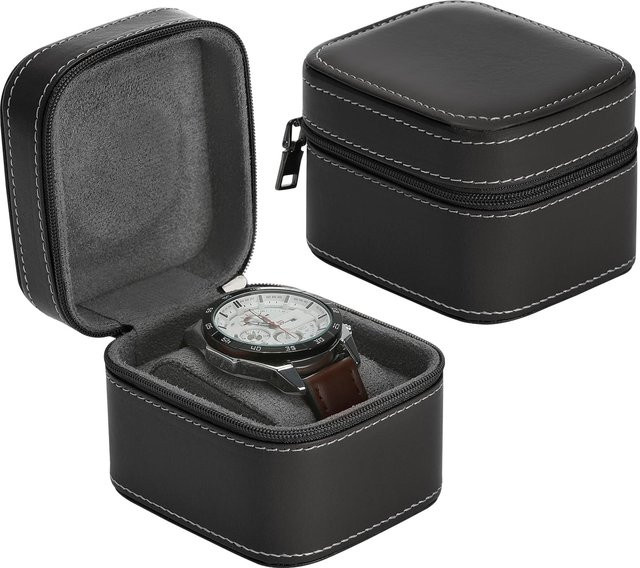 CAOWTAN Uhrenbox, Leder, orange, Unisex - Bild 1