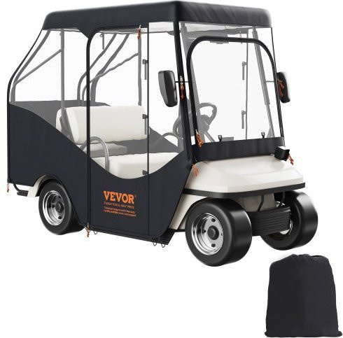VEVOR Transparente Golfwagen Regenabdeckung für 4 Personen aus 600D Polyester, Wasserdicht und UV-beständig, Passend für EZGO TXT und 2+2 Passagier Golfwagen, B: 144 cm, T: 113 cm - Bild 1